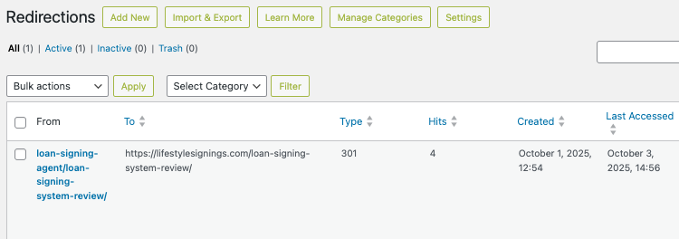 Rankmath SEO 301 Redirect Log Rankmath SEO 301 Redirect Log